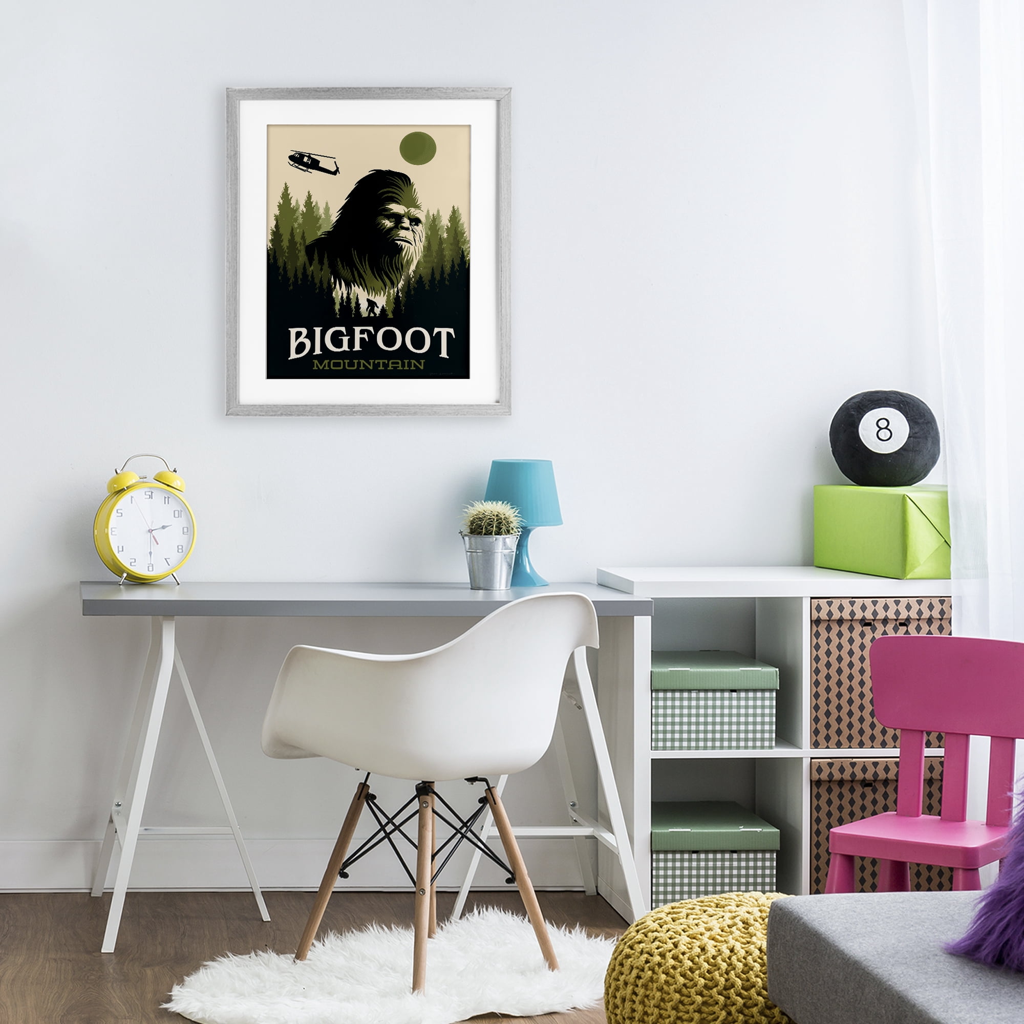 Stupell Industries Bigfoot Mountain Forest Gray Framed Print Under Glass, design by Omar Escalante