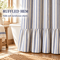 thumbnail image 6 of Blue Striped Farmhouse Shower Curtain with Ruffle Hem, 72 x 72 Inch Linen Textured Rustic Shower Curtain for Bathroom, Vintage Country Cottage Style, Blue and Cream, 6 of 6