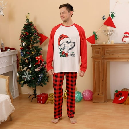 

Steady Toddler Christmas Pajamas Men Christmas Plaid Prints Family Matching Long Sleeve Tops+Pants Set