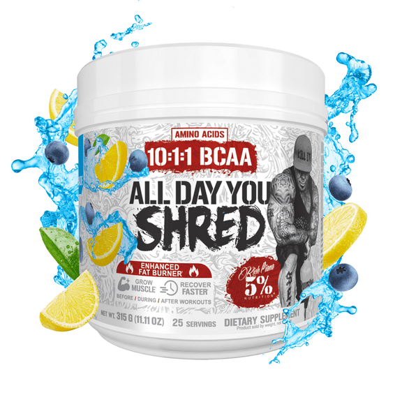 5% Nutrition Rich Piana AllDayYou Shred BCAA Powder | Amino Acid Supplement for Enhanced Performance | Pre-Workout for Energy, Hydration, Endurance & Recovery (Blueberry Lemonade)