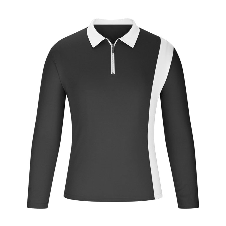 UVEASISHA Men's Golf Shirts Quarter Zip Raglan Long Sleeve Polos