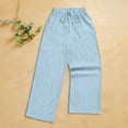 thumbnail image 2 of Olyvenn Women's Casual Pants Loose Fit Palazzo Pant Elastic Waisted Drawstring Tie Knot Trousers with Side Pockets Light Blue M, 2 of 8
