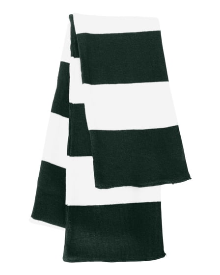Knit Winter Rugby Striped Scarf for Men & Women - Stay Warm & Stylish (Forest/ White)