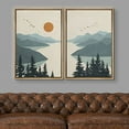 thumbnail image 2 of IDEA4WALL Framed Canvas Print Wall Art Green Pastel Watercolor Mountain Valley, Birds, River Abstract Landscape Modern Art for Living Room, Bedroom, Office - 24"x36"x2 Natural, 2 of 5