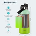 thumbnail image 2 of BUZIO 32oz Insulated Stainless Steel Sports Water Bottle Flask BPA-Free Leakproof Triple Wall Vacuum for Sports Hiking,Gradient Green, 2 of 9