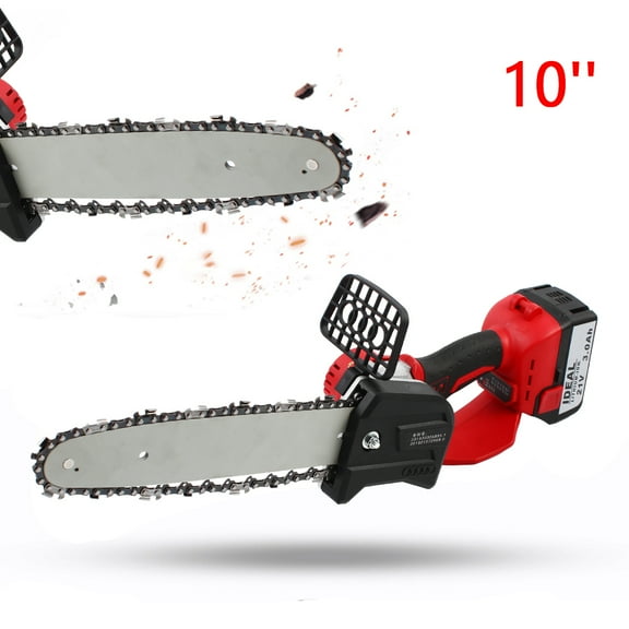 Lithium Battery Chainsaw 10-Inch Guide Plate, 2x 4A Batteries, Brushless Motor, 1-2 Hours of Continuous Use, Ideal for Home Gardening and  Work