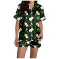 thumbnail image 3 of Bamboo Pajama Sets – Cooling Women's Lounge Sets, Eco-Friendly Sleepwear for Summer Women's Snowman Print Short Sleeve Top & Shorts Pajama Set Festive Christmas Sleepwear Ensemble, 3 of 7