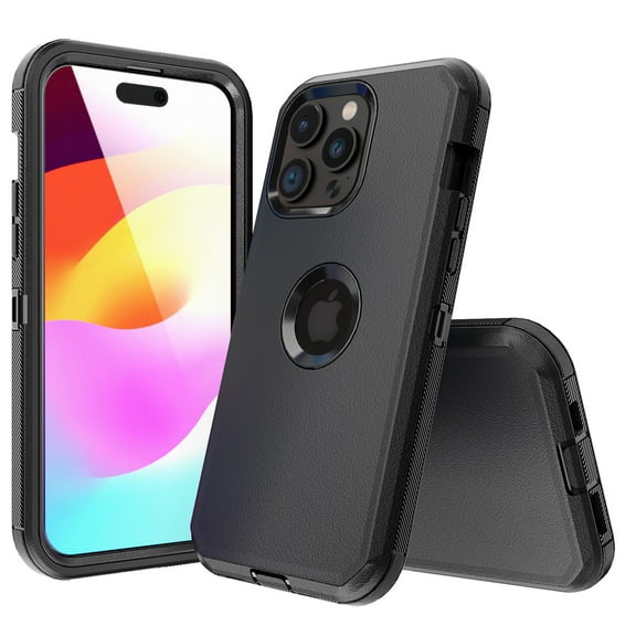 Aggxpf for iPhone 15 Pro Max Case, Shockproof Heavy Duty Phone Case 3 in 1 Layer Rugged Full-Body Protective Phone Cover,Black