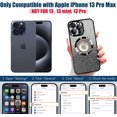 thumbnail image 2 of Funda magnética con MagSafe para iPhone 13 Pro Max, protección completa, delgada, a prueba de golpes, antiarañazos, con purpurina y protector de lente de cámara, con logotipo visible y red antipolvo, 2 of 7