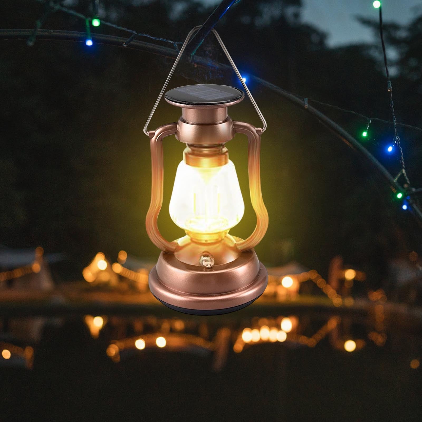 YiJuHui 4pcs Solar Powered Camping Lantern Vintage Style Outdoor Light with Hand Crank USB-C Charging Portable Tent Light for Emergency Hiking