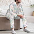 thumbnail image 7 of Naloa Colorful Butterfly Men’s Pajamas Set - Long Sleeve Button Down Sleep Shirt and Pajama Bottoms Sleepwear Set-XX-Large, 7 of 7