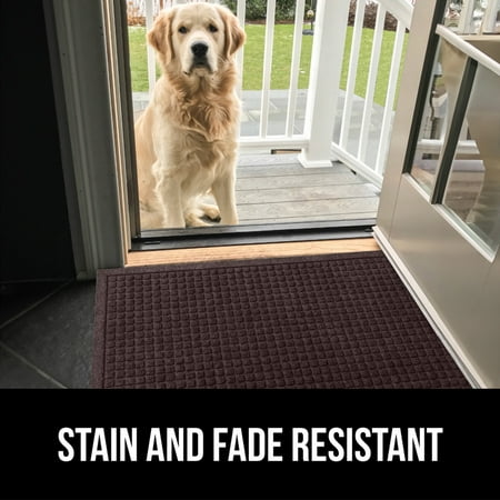 GORILLA GRIP Moisture Guard Doormat, Indoor Outdoor Rubber Backed Weather Mat, 35x23, Coffee