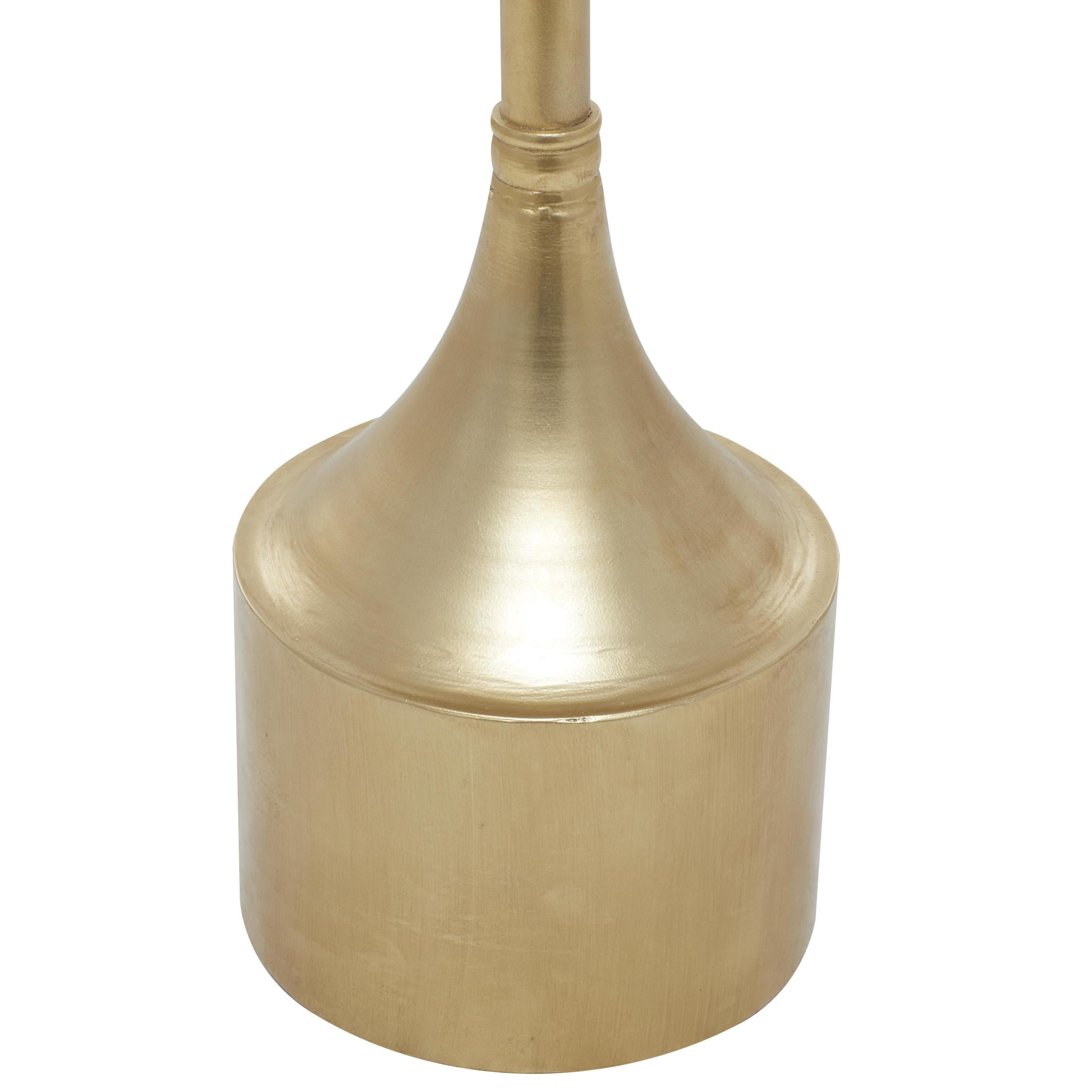 DecMode 13" x 25" Gold Metal Accent Table with White Marble Top, 1-Piece
