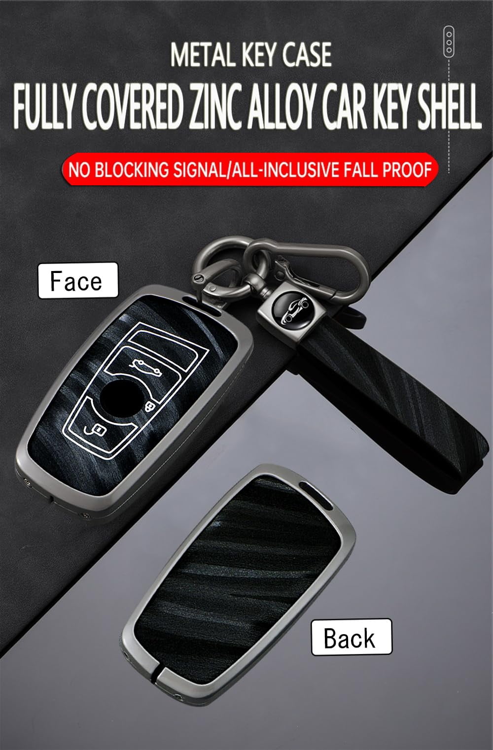 3 Button Key Fob Cover Compatible with BMW 1 3 4 5 6 7Series X3 X4 X5 X6 M5 M6 3GT 5GT Accessories Metal Brushing Process Leather Smart Key Case-Brushing Black（A Type 3 Button