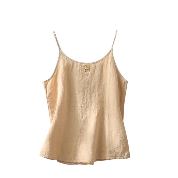 T Shirts For Women Womens Tops Cotton Linen Camisole Tank Tops Causal O Neck Sleeveless Top Summer Loose Fit Spaghetti Strap Shirts Tees