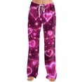 thumbnail image 4 of Hearthz Valentine Pajama Pants for Women Love Heart Graphic Women Pajama Pant Drawstring Wide Leg Holidays Sleep Pants Women, 4 of 7