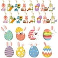 thumbnail image 4 of 32Pcs Easter Wooden Hanging Ornaments - Cutout Eggs & Bunnies, Tree Basket Party Decor, 4 of 7