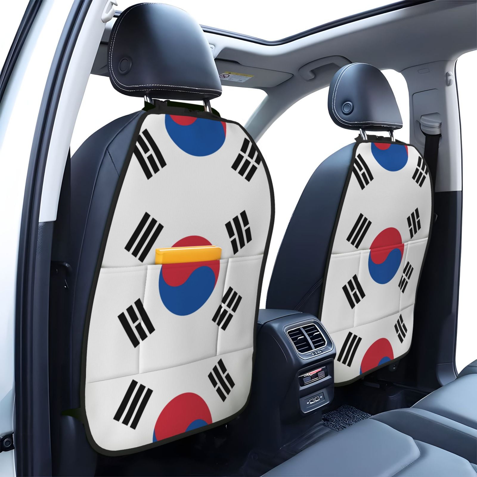 Xecao Korea Pattern Car Seat Back Protector 2 Pack Large Capacity Pocket, Kick Mats Back Seat Protector
