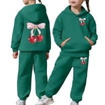 Tiijoy Big Girls Sweatsuits Cherry Graphic Hoodie and Sweatpants Outfits Fall Winter Clothes Set