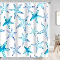thumbnail image 3 of Cute Beach Starfish Shower Curtain, Watercolor Blue and White Fabric Shower Curtains, Abstract Nautical Ocean Sea Life Bath Curtains, 72 x 72 Inches, 3 of 6
