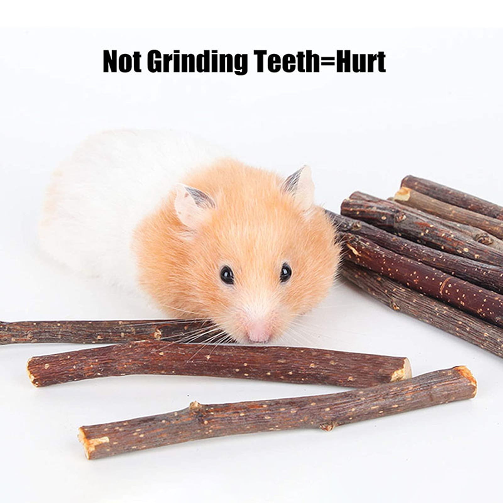 DOPI 4Pcs/Set Molar Toy Bite Resistant Natural Wood Grinding Teeth Hamster Skewers Chew Toy Pet Supplies