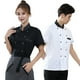 thumbnail image 2 of Qarigey Uniformes de Chef para mujer, abrigo de Chef de manga corta, chaqueta de trabajo con doble botonadura, ropa de cocina para restaurante, Camisetas Blanco 2XL, 2 of 6