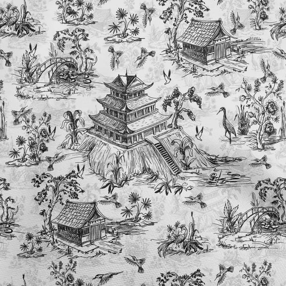 oneOone Polyester Spandex Black Fabric Asian Japanese Pattern Sewing Fabric By The Yard Printed Diy Clothing Sewing Supplies 56 Inch Wide