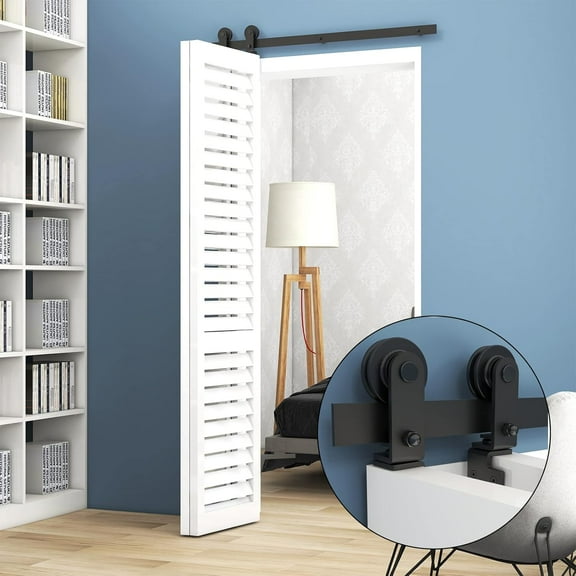 TSMST 40"/3.3ft Barn Door Hardware for Bifold Doors Kit for 2 Doors,Heavy Duty Sturdy Bifold Barn Door Hardware Kit,Easy to Assemble,Smoothly and Quietly,T Shape(No Door)