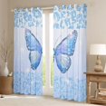 thumbnail image 2 of jejeloiu Chic Diamond Butterflies Blackout Curtains Set of 2 (52x84 Each),Cheetah Pattern Window Curtains,Blue Sequin Print Curtains and Drapes For Girls,Breathable Home Decor, 2 of 6