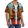 thumbnail image 2 of Balery Meditating French Bulldog Men's Casual Button Down Shirt Short Sleeve Textured Summer Cuban Beach Shirts-, 2 of 7
