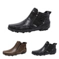 thumbnail image 3 of TIREOW Men's Ankle Boot Leather Print Loafers Fashion Luxury Crocodile Pattern Hand-Sewn Casual Non-Slip Side Zipper Arch Support Soft Breathable Dress Shoes, 3 of 6