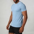 thumbnail image 5 of APEXFWDT Men's Fitness Athletic Short Sleeve T-Shirt Crew Neck Casual Muscle Shirt for Gym Training,XXL,Blue, 5 of 6