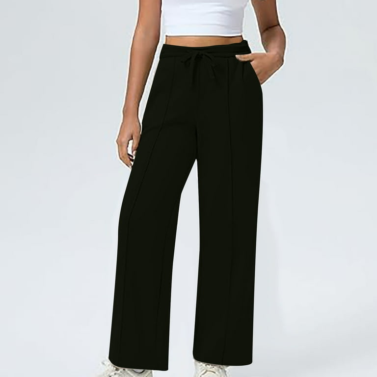Gamivast Straight Leg Sweatpants for Women Flowy Dress Elastic Waist  Trousers Casual Pleated Drawstring Sweatpants with Pockets Work Business  Solid Joggers - Walmart.com