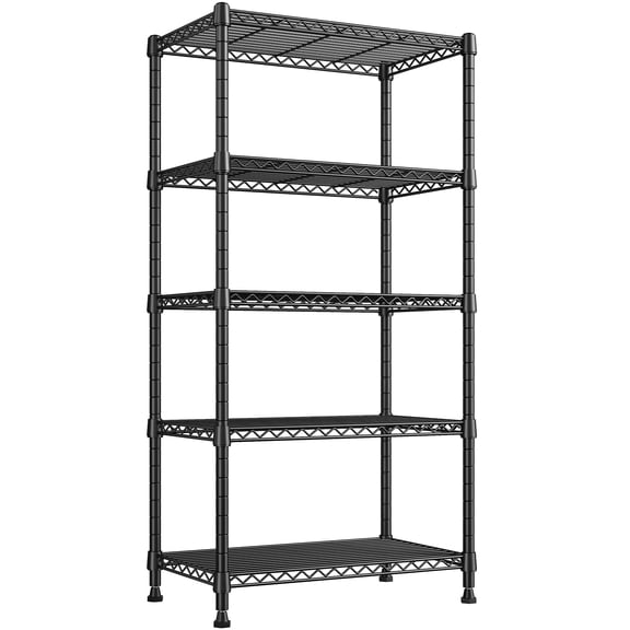 REIBII 5-Tier Wire Shelving Metal Storage Shelves, 1015 lb Capacity, 13.58 x 21.45 x 60 in, Black