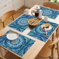 thumbnail image 5 of Teal Green Boho Placemats Set of 6 Abstract Floral Modern Ethnic Tribal Place Mats Indoor Wipeable Table Mats Washable Cloth Dining Table Placemats for Kitchen Holiday Party Home Decor 13x19 Inch, 5 of 9