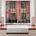 thumbnail image 2 of Ambesonne Urban Kitchen Curtains, Medieval European Nordic, 55"x39", Pale Orange Burgundy, 2 of 3