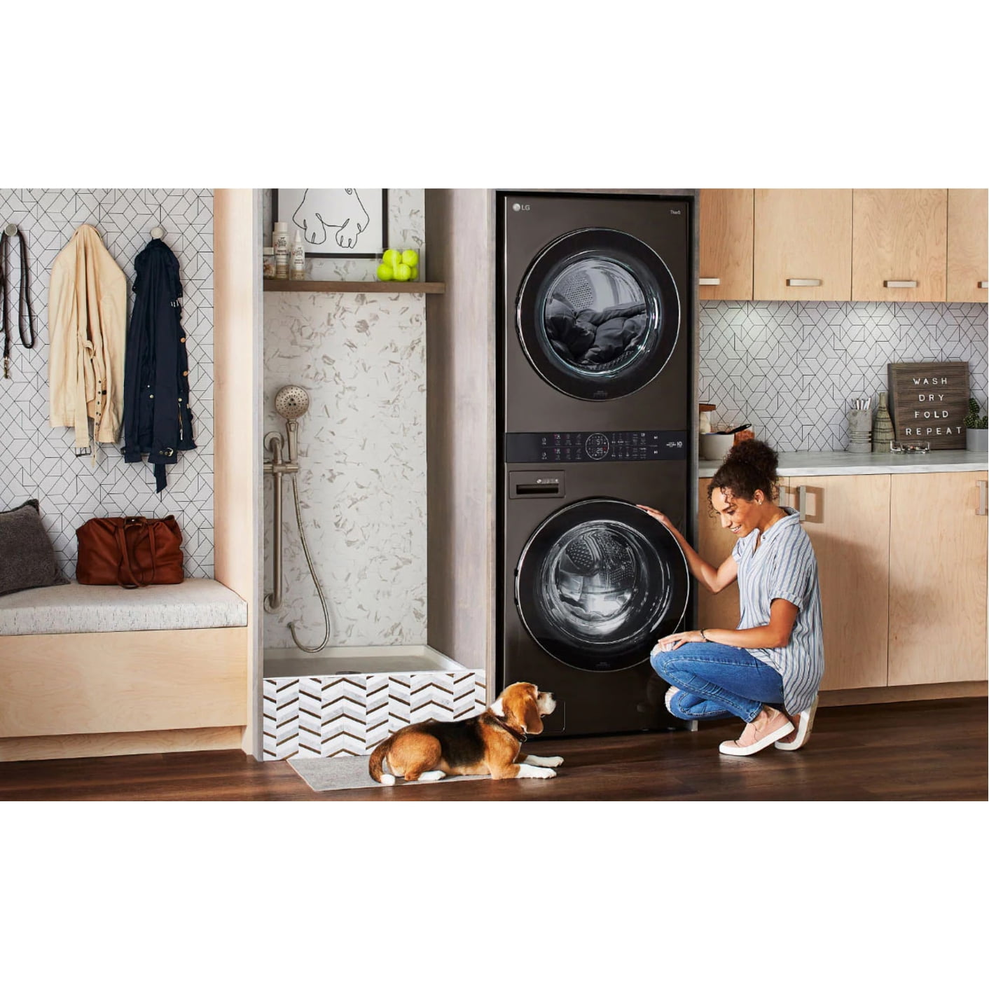 LG WKE100HVA 4.5/7.4 Cu. Ft. Smart Front Load WashTower - Graphite Steel