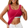 thumbnail image 2 of Nestiefly Built in Bra Tank Tops for Women U Neck Spaghetti Strap Shelf Bras Plus Size Camisole Summer Workout Yoga Slim Sleeveless Tunic Wine M, 2 of 4