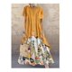 thumbnail image 1 of Primavera y verano nuevo vestido de dos piezas falso con cuello redondo estampado de algodón y lino, 1 of 3