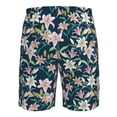 thumbnail image 6 of Kdxio Lilies Flowers Pattern Mens Casual Shorts - Drawstring Summer Beach Sports Shorts for Men, 6 of 9