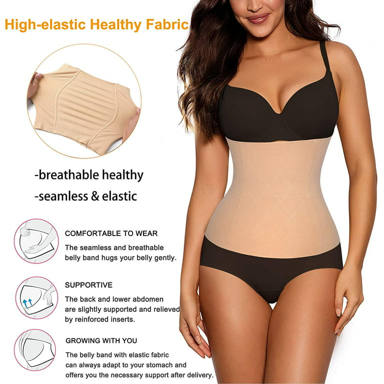 Loday Women 2 in 1 Postpartum Belly Band Tummy Control Shapewear Seamless  Maternity Recovery Belt for Tighten Loose Skin(Beige, M）