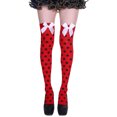 thumbnail image 2 of Xijirk Womens Polka Dot Thigh High Socks with Bow Decor Over The Knee Hosiery Hot Pink,One Size, 2 of 3