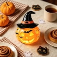 thumbnail image 6 of Xingjin Resin Halloween Pumpkin Night Light Table Lamp, Witch Hat and Skeleton Design with Warm LED Glow, Spooky Decor for Home Indoor Party Desktop, 6 of 7