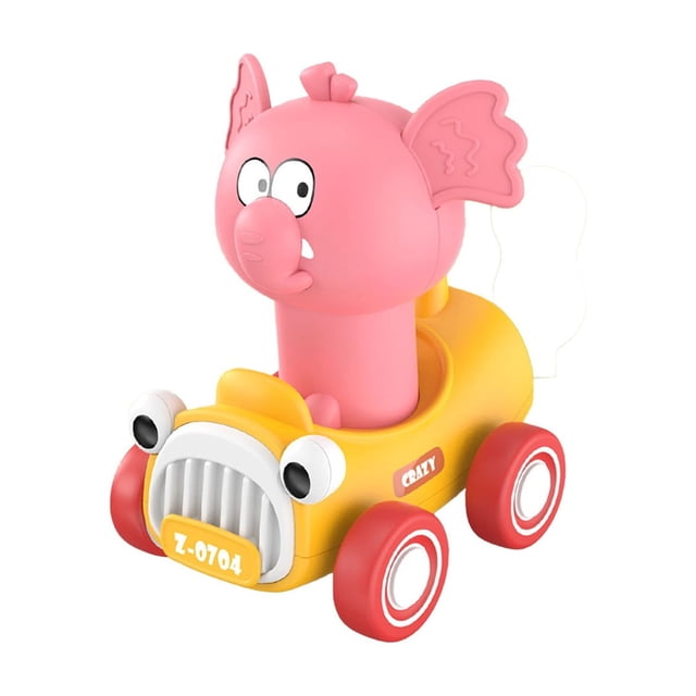 Pink Press And Go Toy Car For Kids 0-3 Years Old Educational Early Learning Crawling Vehicle Push And Play