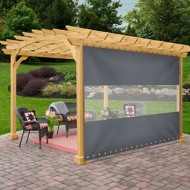 Covers & All Rideau Extérieur Transparent 12 Oz en Vinyle, Rideaux d'Extérieur pour Patio, Bâche Imperméable et Résistante aux Intempéries avec Oeillets en Laiton pour Pergola, Véranda, Gazebos, Balcon (8 H X 10 L Pieds Gris)