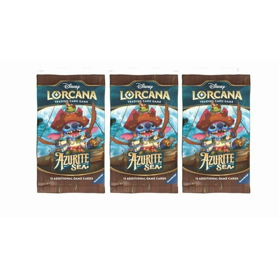 3 Packs Lorcana 12 Card Booster Pack Lorcana Azurite Sea