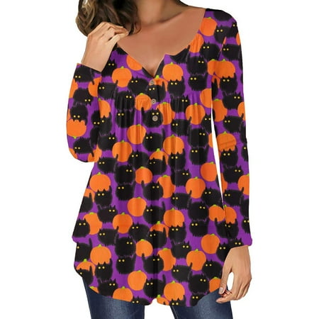 

Juebong Women s Long Sleeve Pleated Sweatshirts Vintage Button Down Tunic Tops Henley V Neck Swing Shirts Floral Print Ruffled Hem Blouses Loose Fit Workout Pullover Tops