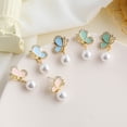 thumbnail image 3 of SPRING PARK Fashion Jewelry Butterfly Women Crystal Gold Faux Pearl Ear Stud Earrings Gift, 3 of 8