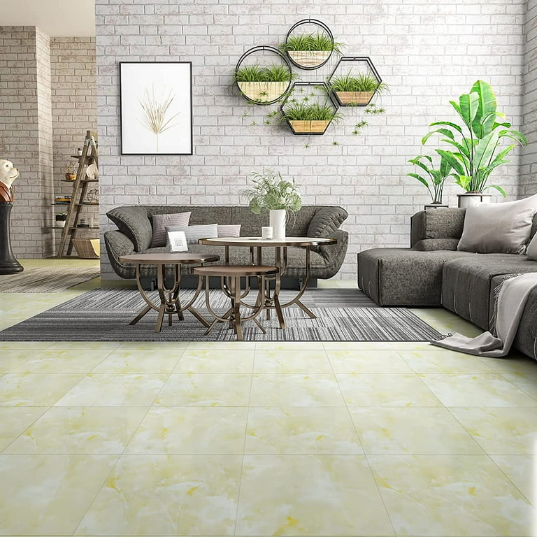 Sunflower Peel & Stick Floor Tiles - 10 Pack Removable Vinyl Stickers For Kitchen & Bathroom (12x12 Inch