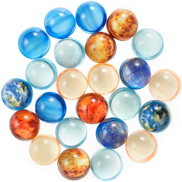 24pcs Bouncy Balls 32 mm Space Sensory Balls High Elasticity Rubber Bouncing Balls Stress Relieve Eight Planets Themed  Balls for Kids Adults Gift